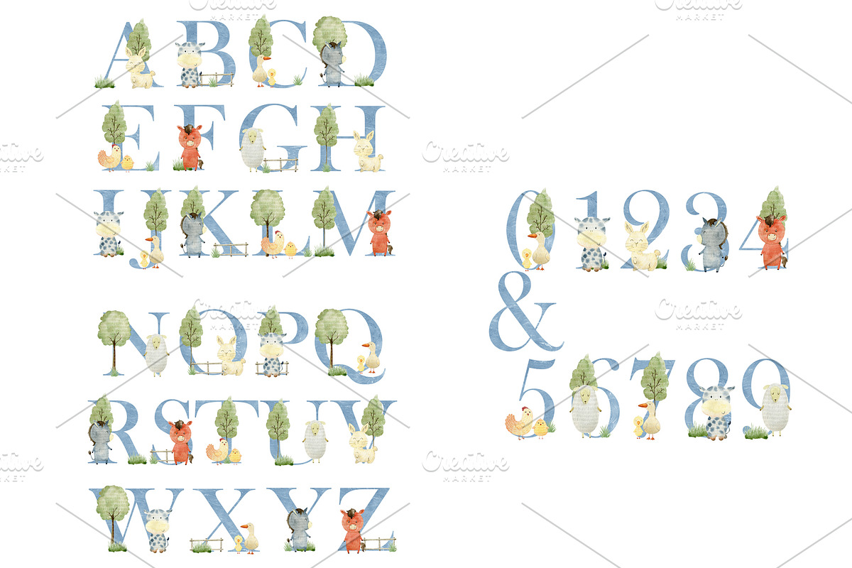 10 Watercolor Animal Alphabets., an Animal Illustration by TaPilipa (Photo 4 of 11)