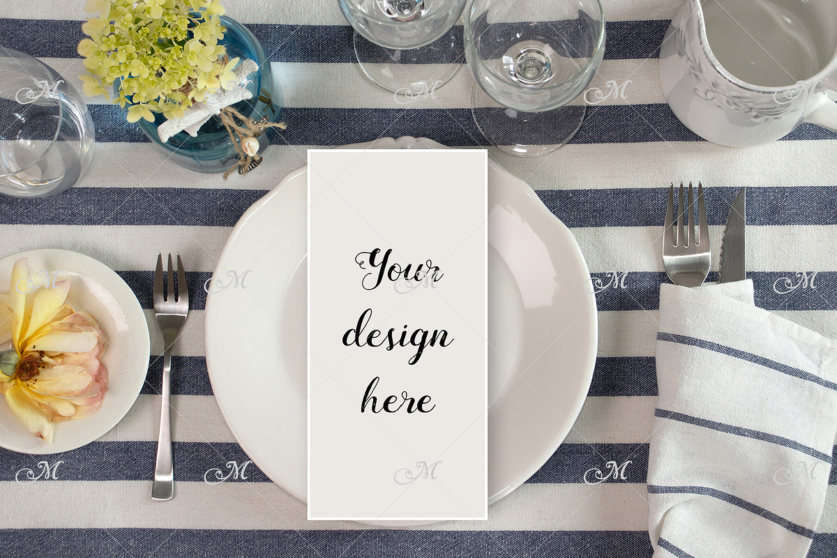 Maritime Dinner Menu Mockup, a Product Mockup by Maddy's Art & Mockups (Photo 1 of 2)