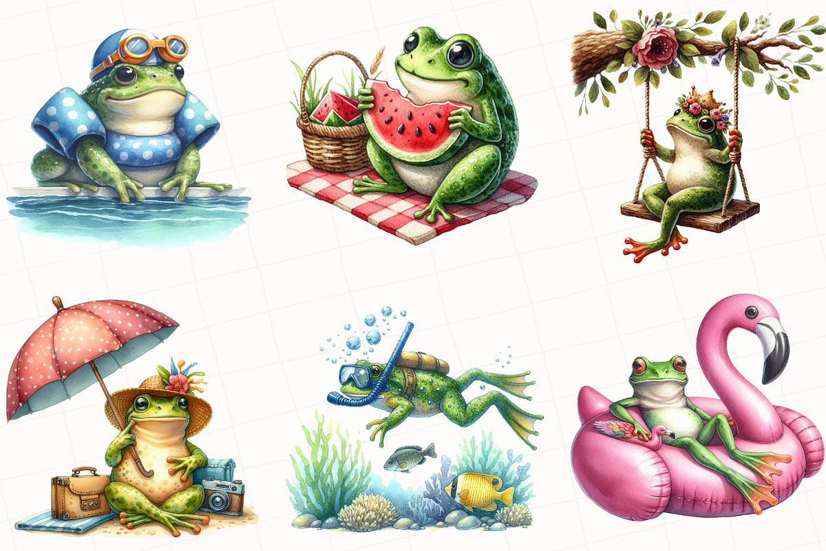 Summer Frog Sublimation Clipart, an Illustration by OK Design (Photo 5 of 5)
