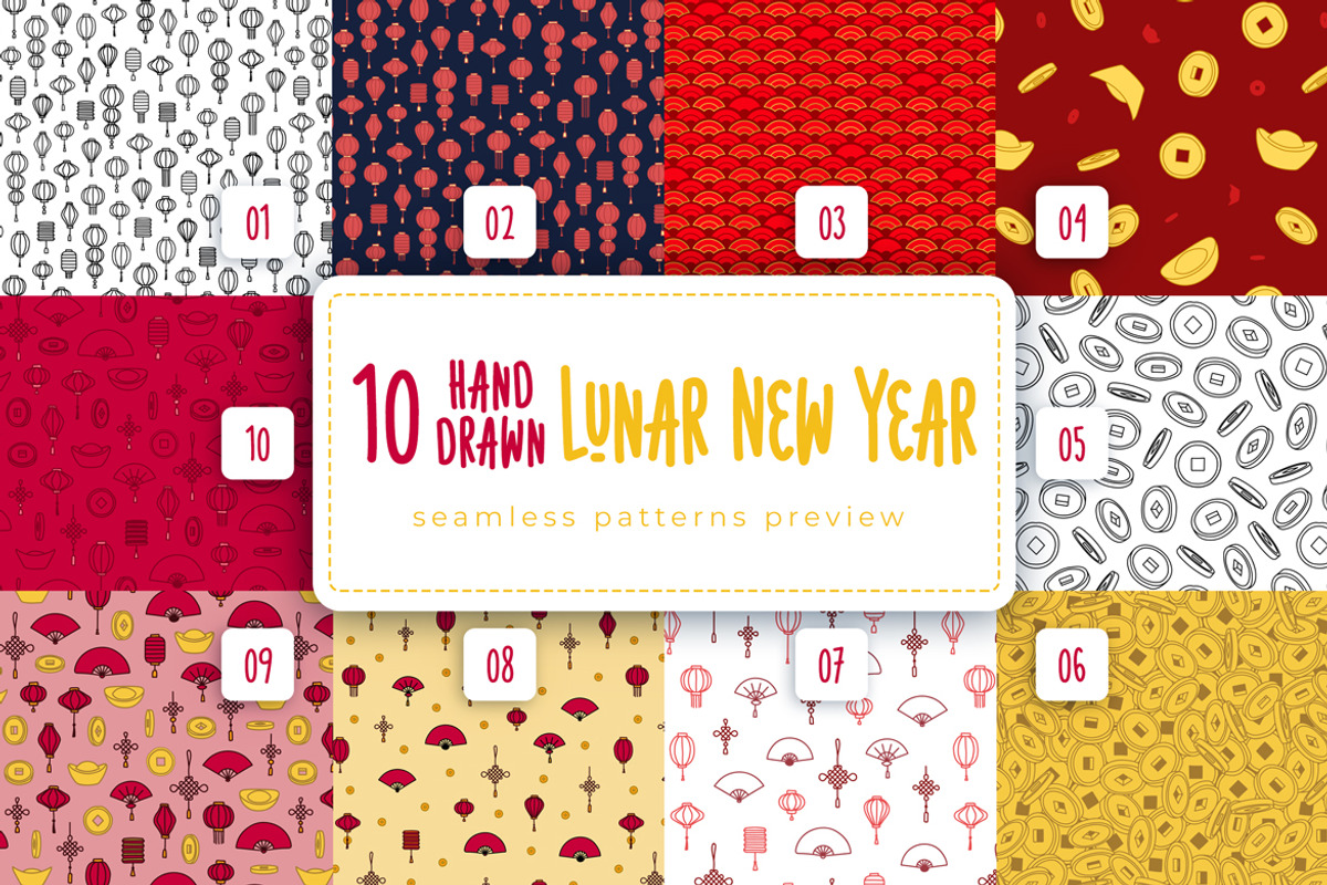 Lunar New Year Seamless Patterns, a Pattern Graphic by oelhoem (Photo 5 of 5)
