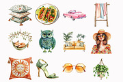 Watercolor 70'S Vibes Clipart, an Illustration by Design Market (Thumbnail 3 of 4)