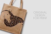 Ornate Calligraphic Horse, an Animal Illustration by Color and Decor (Thumbnail 2 of 3)