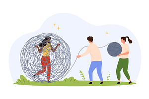 Helping Escape Mental Clutter Trap, a Person Illustration by Flashvector