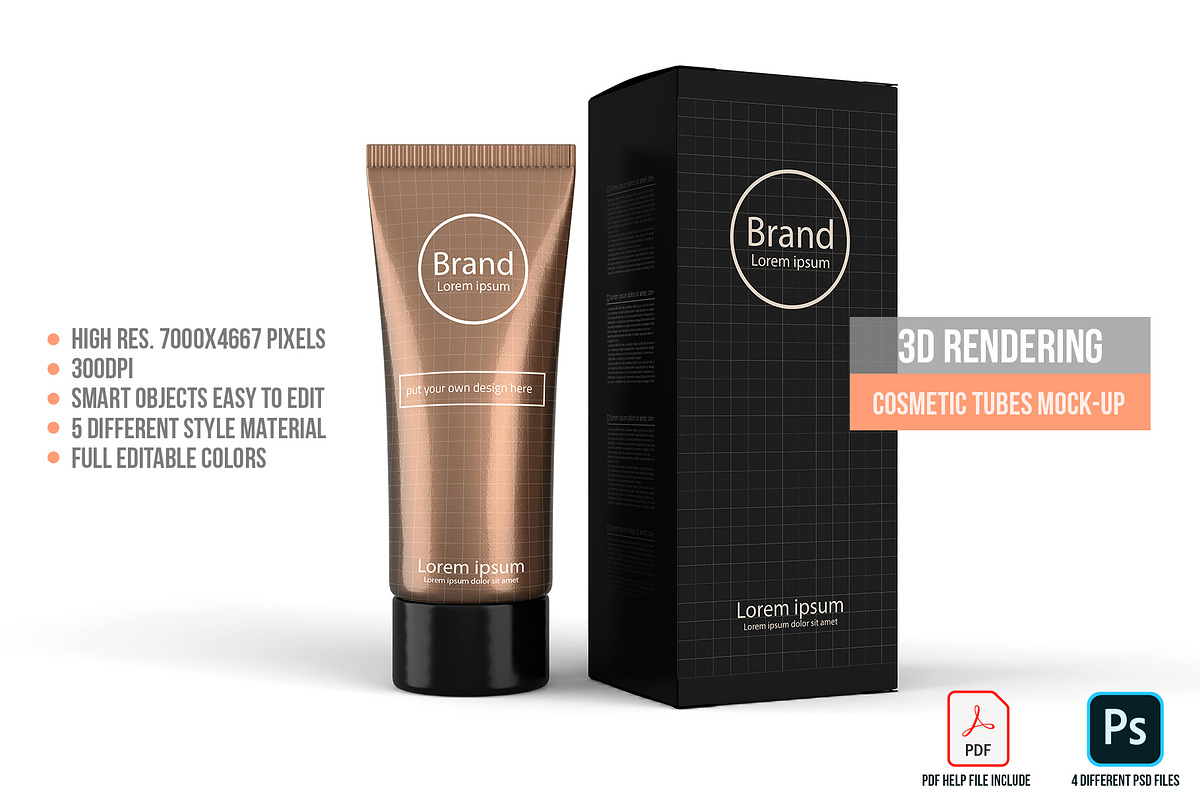 3D Rendering Cosmetic Tubes Mock-up, a Packaging Mockup by graystudio (Photo 40 of 50)