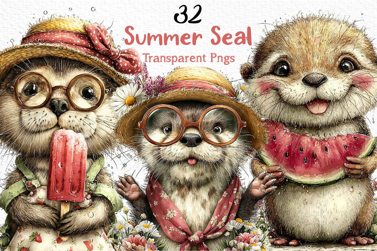 Summer Seal Clipart PNG, an Illustration by Craft Nest (Photo 1 of 11)