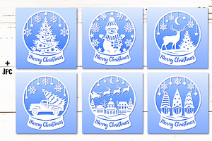 Snow Globe Papercut Bundle SVG