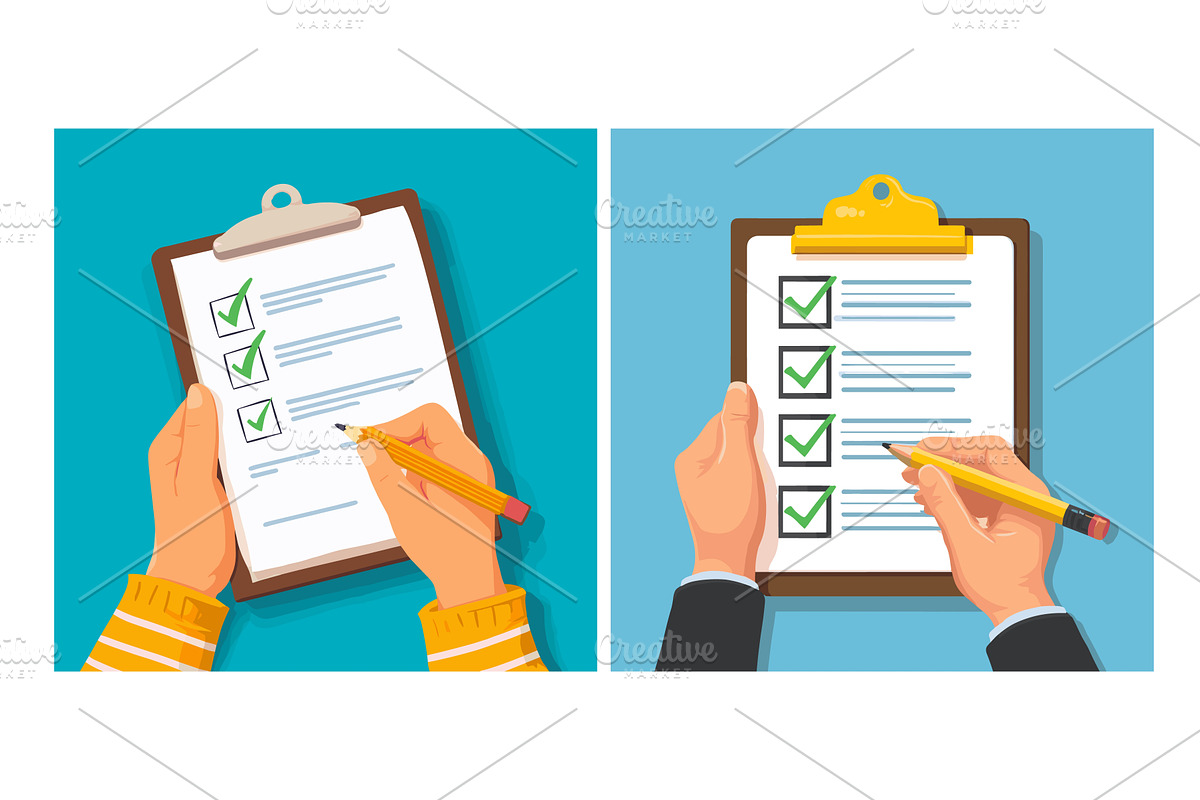 Hands holding clipboard. Woman hand, an Object Illustration by Stock-Smart-Start