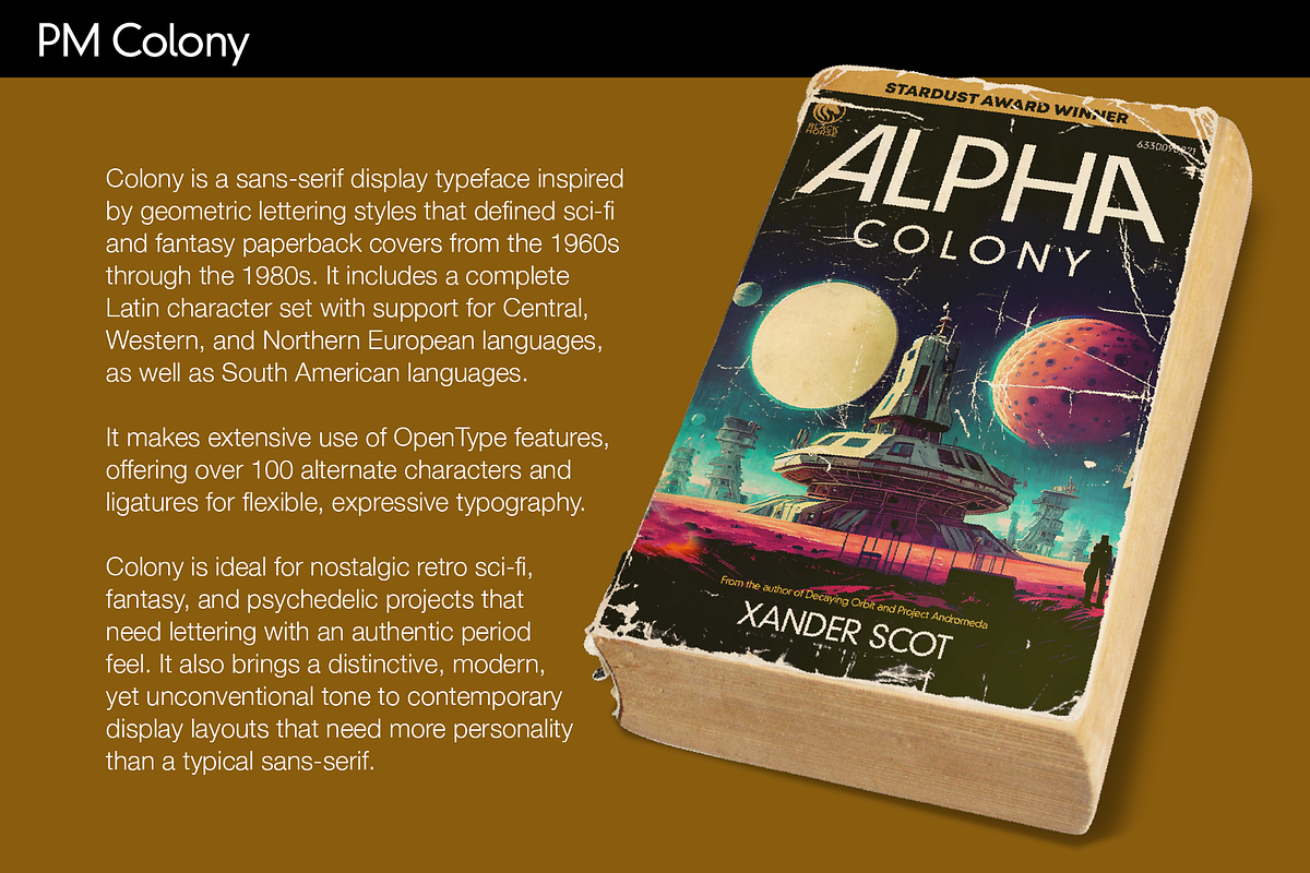 PM Colony Classic Sci-Fi Font, a Sans Serif Font by Paper Moon Graphic Supply (Photo 2 of 7)