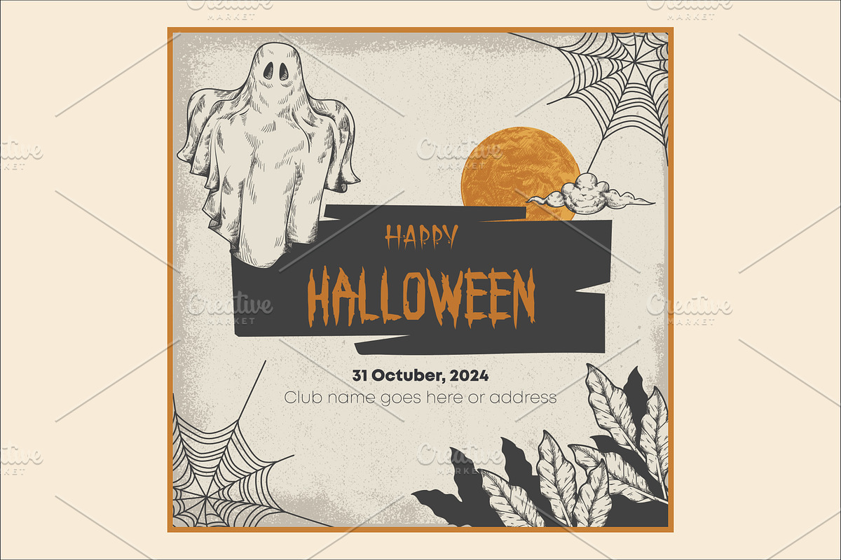 Halloween Vintage Instagram Post, an Invitation Template by DesignBox