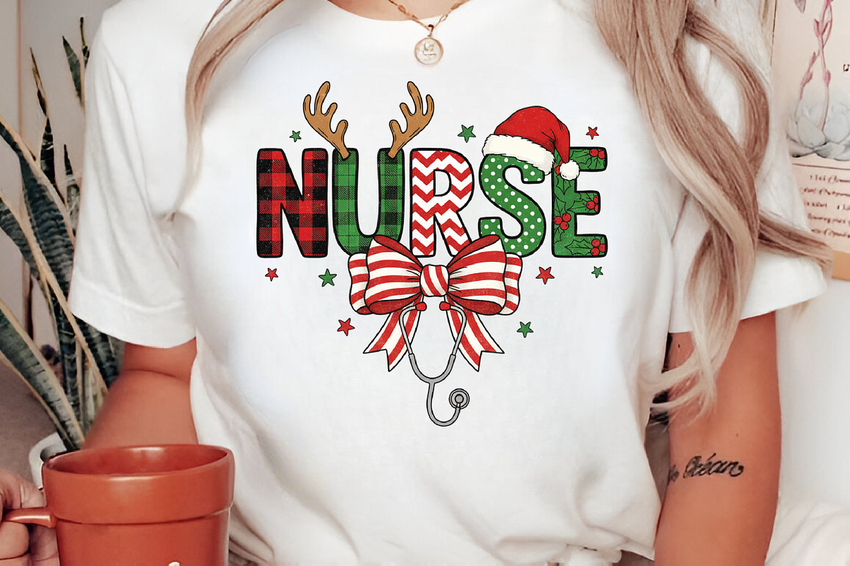 Christmas Nurse Medical Coquette Bow, an Illustration by Libby Wishes (Photo 4 of 6)