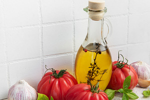 Fresh mediterranean ingredients for healthy cooking, a Food & Drink Photo by Olena Rudo