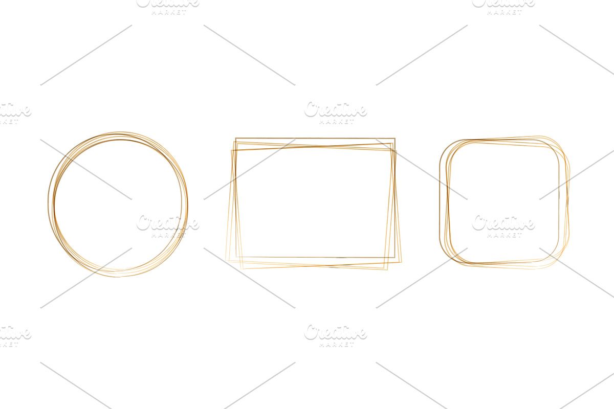 Gold watercolor frames circle, an Illustration by okskukuruza