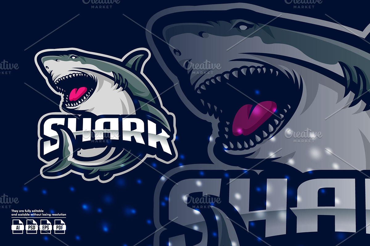 Shark Mascot Esport Logo, a Branding & Logo Template by prps.std (Photo 1 of 3)