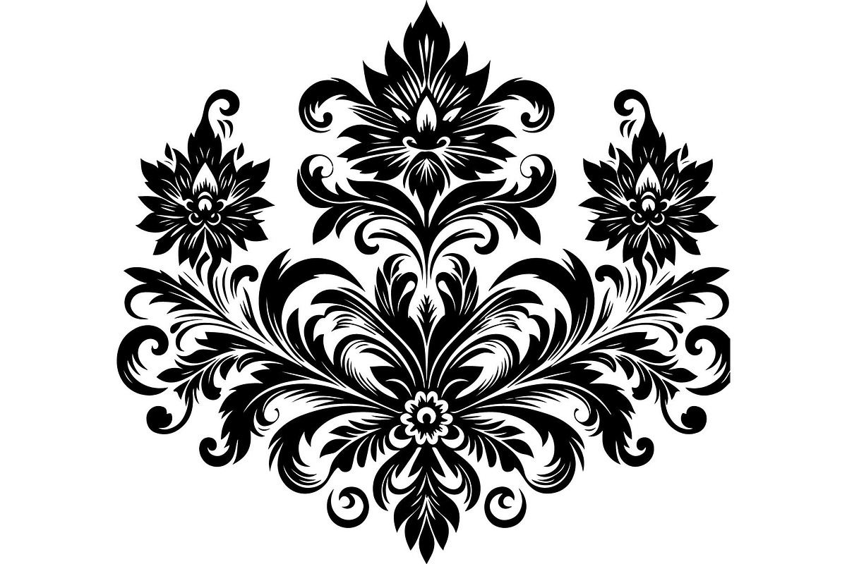 Baroque Black Floral Ornament Set, an Object Graphic by Designer_Momina (Photo 8 of 13)