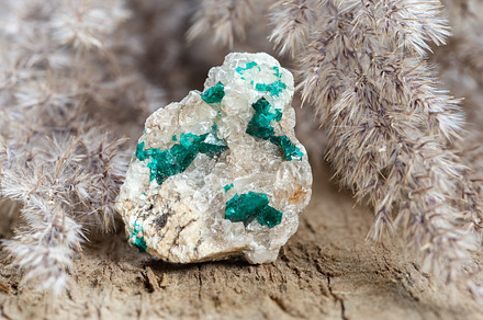 Green dioptase embedded on rock, a Nature Photo by Andriana Syvanych