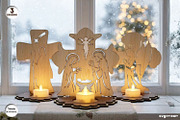 Nativity Cross Candle Holder Bundle, a Decorative Illustration by svgocean (Thumbnail 1 of 4)