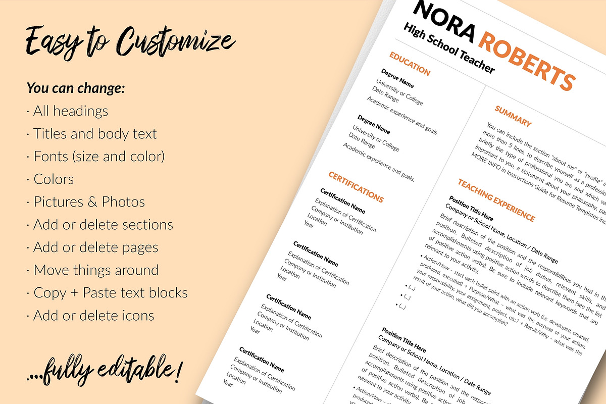 Teacher CV Bundle / Resume - Nora, a Resume Template by Templates Design Co. (Photo 13 of 17)