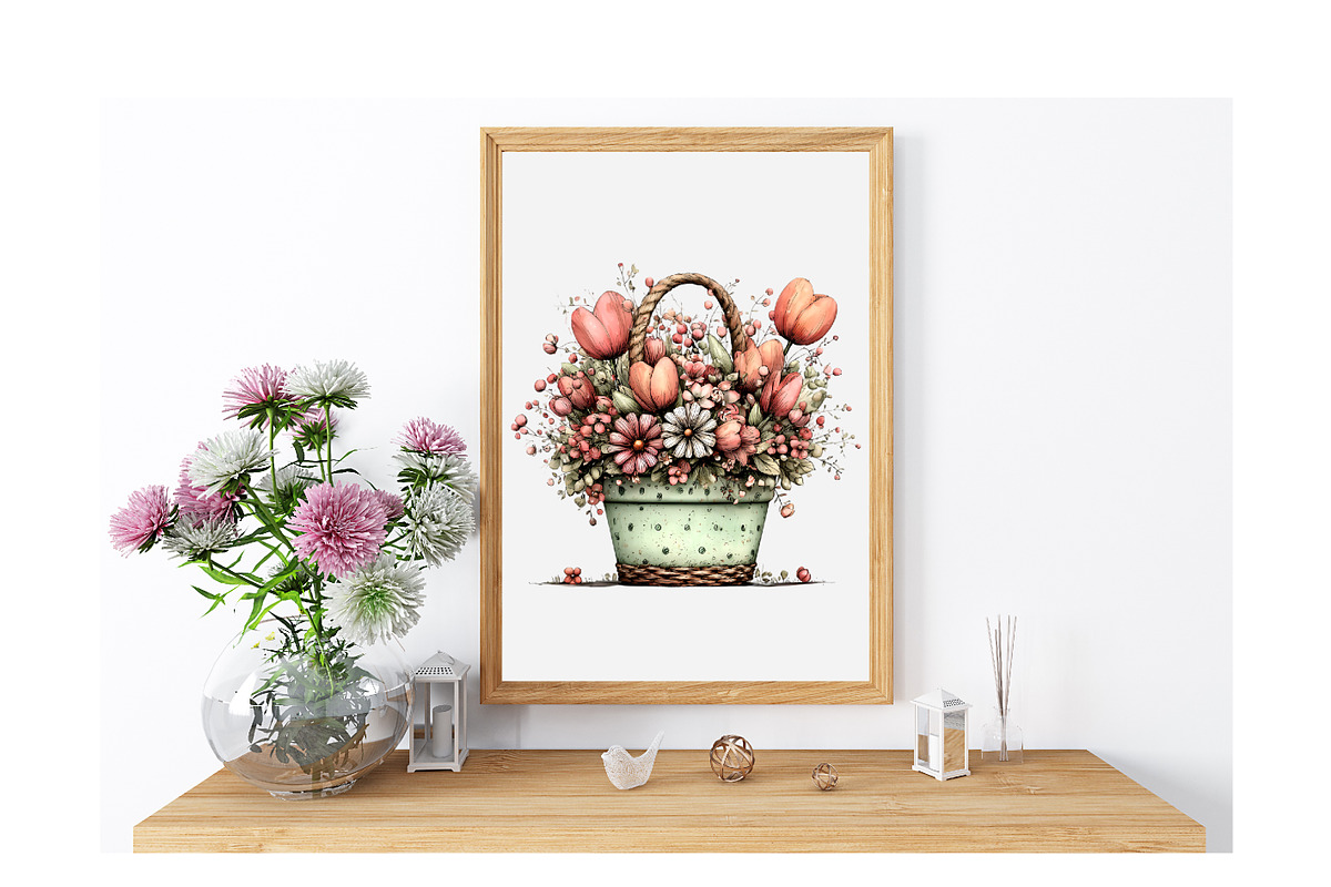 Whimsical Spring Flowes Busket Clipa, an Illustration by GatewayDesign (Photo 4 of 6)