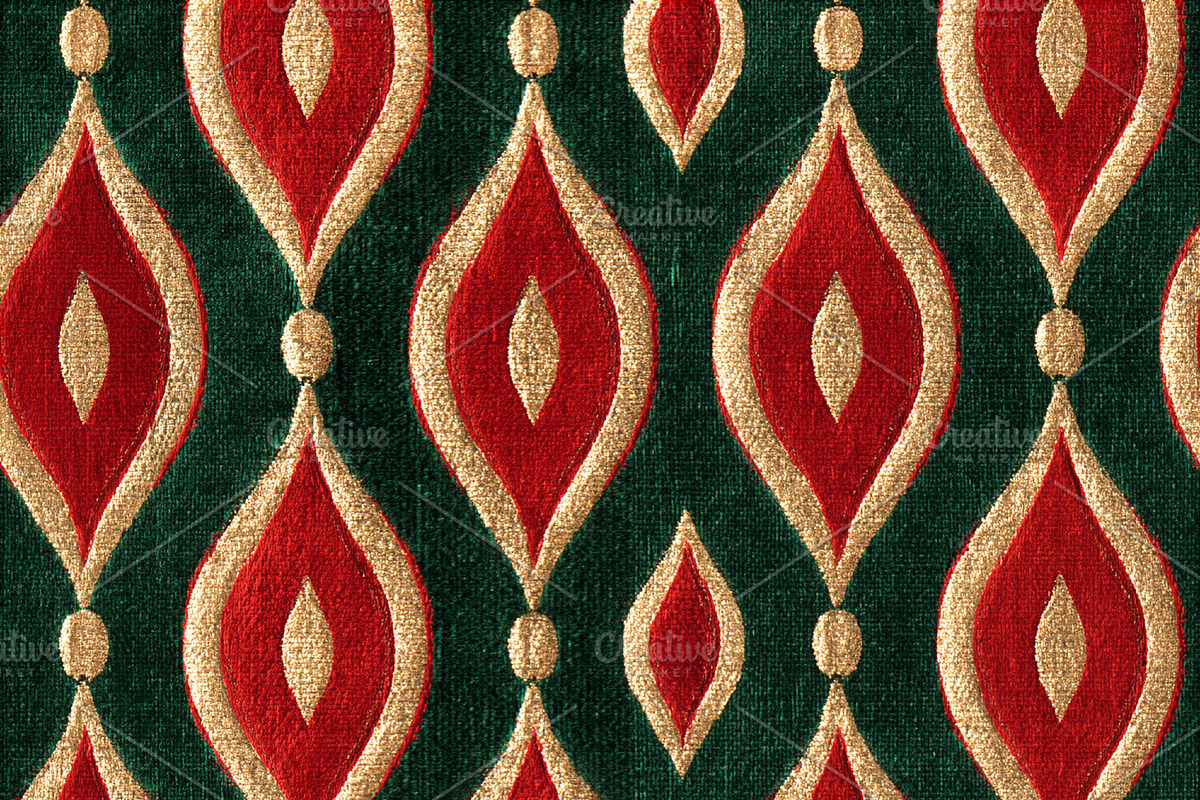 Seamless pattern festive red and gold teardrop shapes creating a, a Pattern Graphic by Studio ANNA