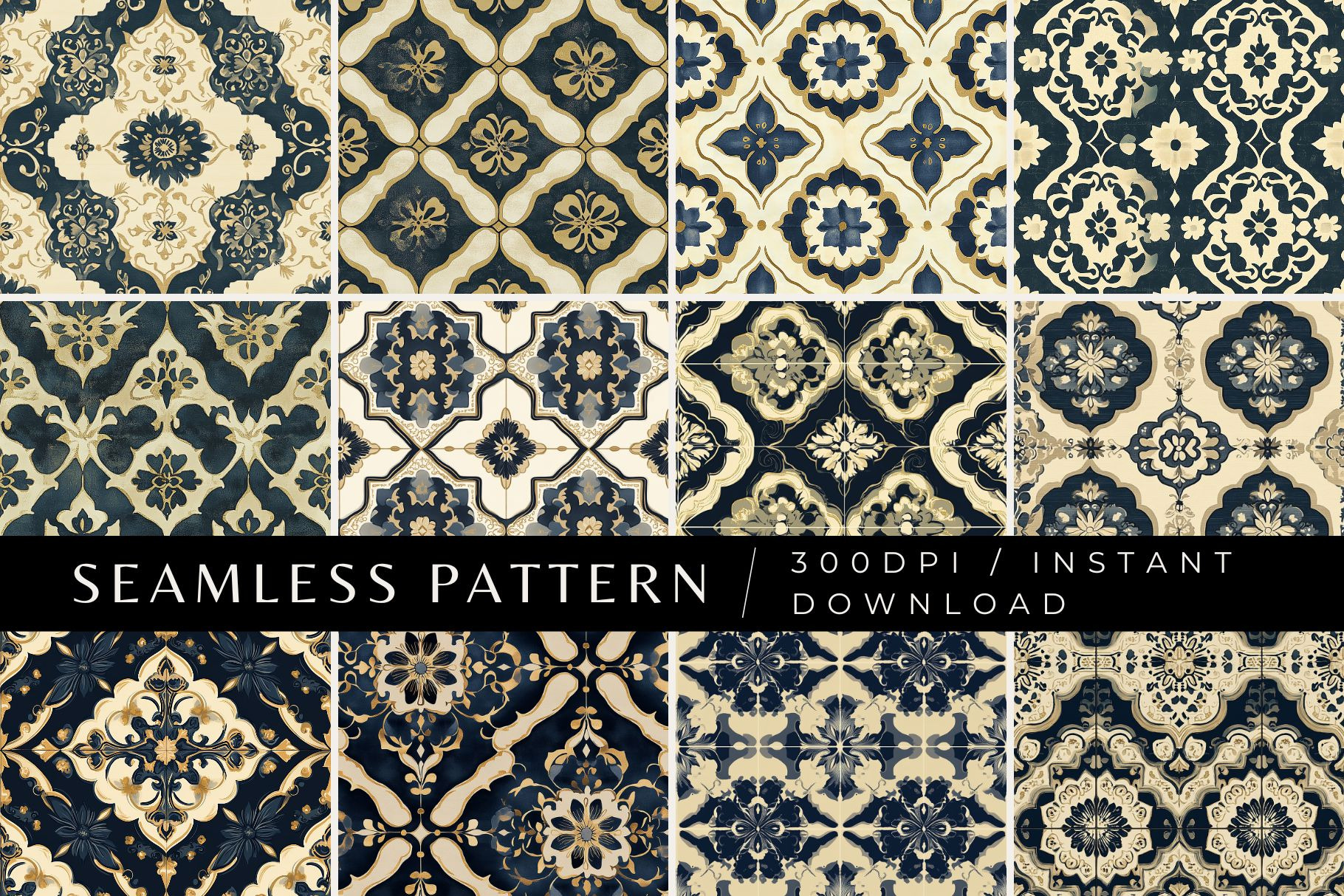 12 Amir's Regal Medallion Patterns, a Pattern Graphic by Inknfolly