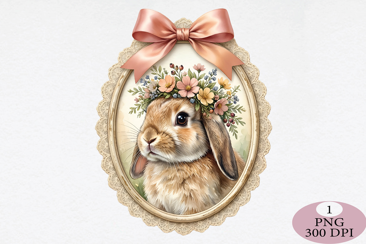 Cute Bunny Mom Floral Crown PNG, an Illustration by Daily.Designs (Photo 1 of 5)