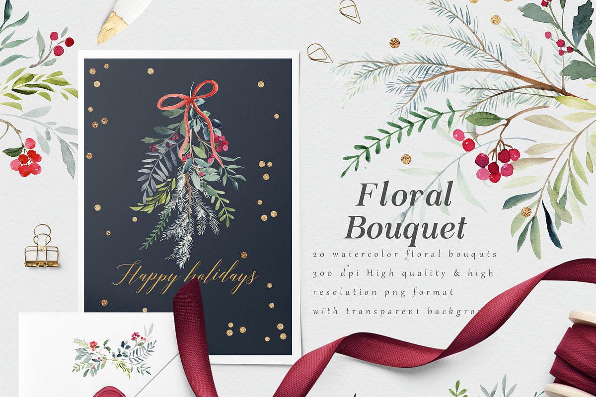 Winter Watercolor Graphic Set-Jolly, a Decorative Illustration by Graphic Box (Photo 5 of 8)