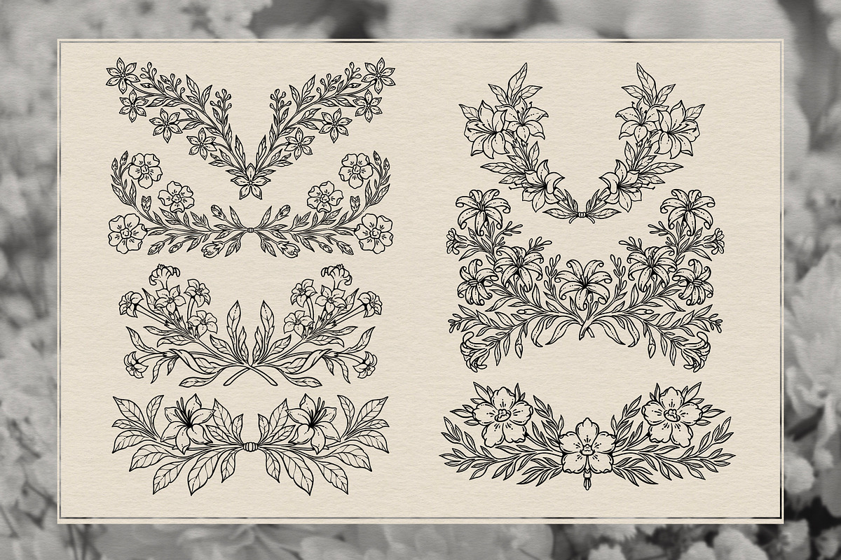 Floral Line Art Collection, a Decorative Illustration by heyXeni (Photo 5 of 12)