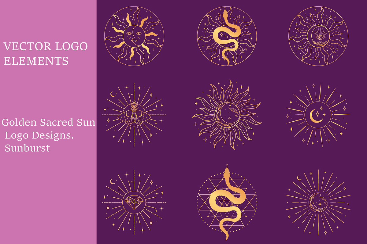 Golden Sacred Sun Logo Designs, a Branding & Logo Template by Design House
