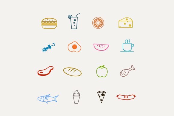 16 Food Drink Line Icons