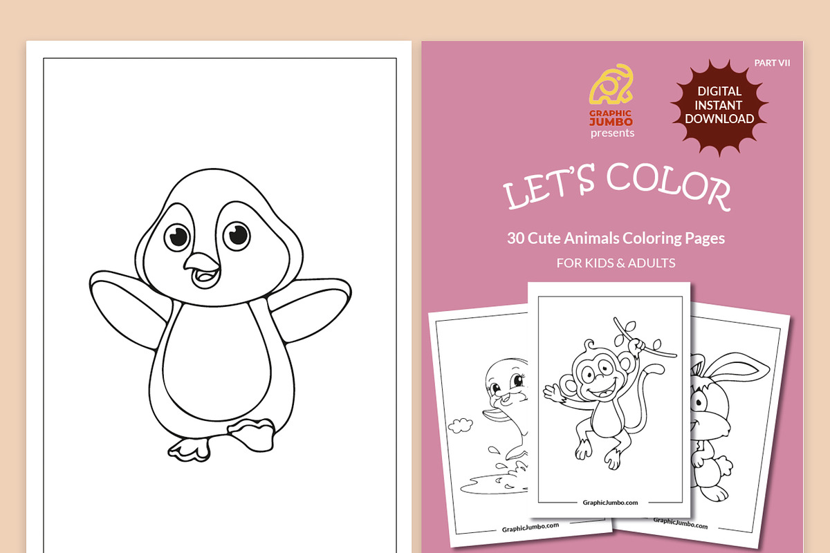30 Cute Animals Coloring Pages, an Animal Illustration by Design Unique (Photo 4 of 5)