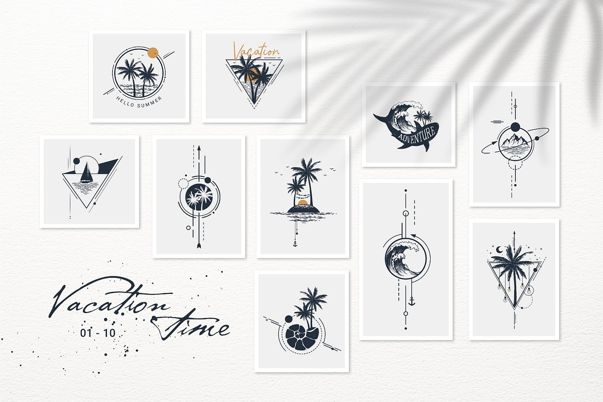 Vacation Time. 50 Logos & Badges, an Illustration by Cosmic Store (Photo 6 of 11)