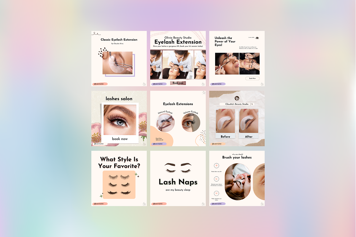 Lash Technician Instagram Posts, a Social Media Template by Adored Templates (Photo 2 of 10)