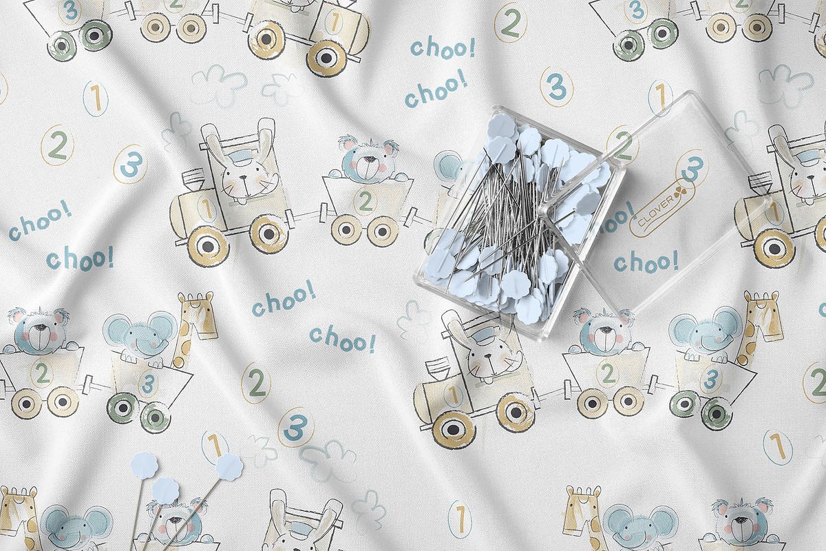 Cute Animal Train Seamless Pattern, a Pattern Graphic by StudioGlouna (Photo 2 of 6)