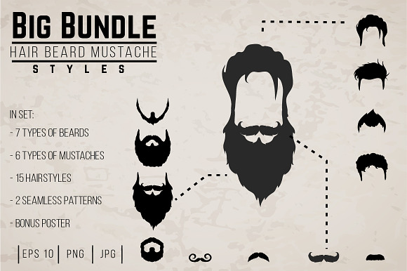 Big Set Mens Facial Hair 31 Item