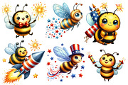 Watercolor 4th of July Bee Clipart, an Illustration by Designworld (Thumbnail 3 of 7)
