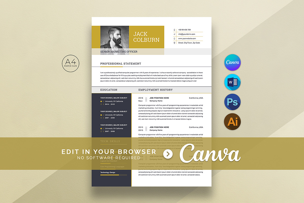 Resume/CV Template, a Resume Template by DesignDevisers (Photo 1 of 10)