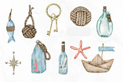 Watercolor Nautical Clipart, an Illustration by Stellalunarts (Thumbnail 3 of 3)