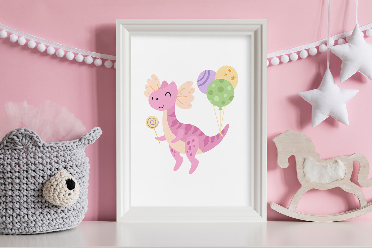 Dinosaur Birthday Girl Clipart, an Animal Illustration by JulzaArt (Photo 3 of 6)