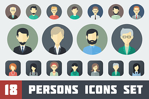 Flat Persons Icons Set 1