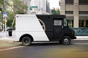 Delivery Truck Vinyl Wrap PSD Mockup