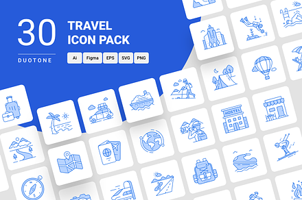 Travel duotone icon pack, a Duotone Icon by Icoplate