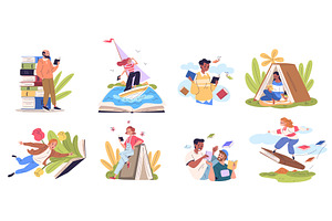 People book concept. Readers read, a Person Illustration by Stock-Smart-Start