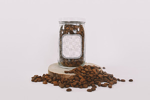 Glass Jar With Coffee Beans Mockup