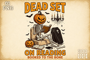 Spooky Bookish Halloween -Skeleton, a Work Illustration by Sublimation Artist