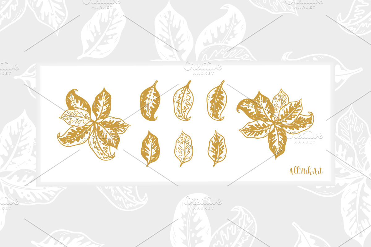 Tropical Leaves Patterns & Set, a Pattern Graphic by AllNikArt (Photo 3 of 3)