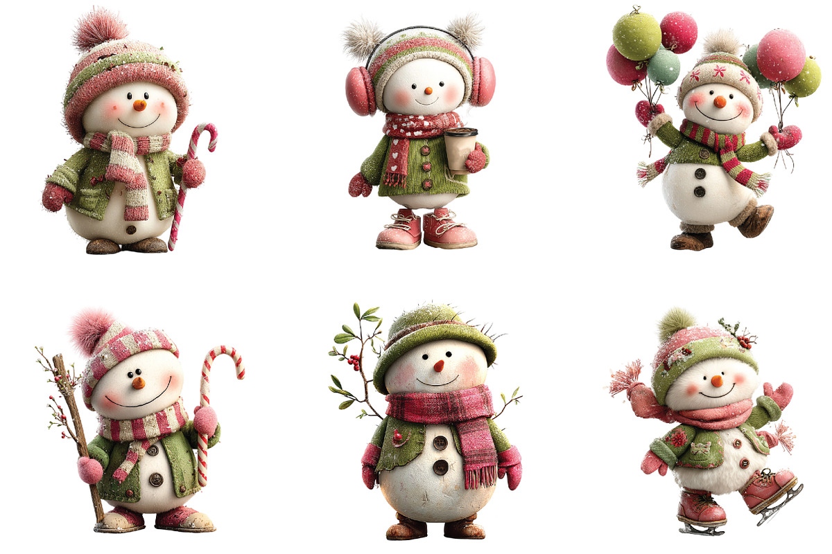 Watercolor Christmas Snowman Clipart, an Illustration by CraftArtStudio (Photo 4 of 6)