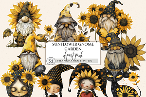 SUNFLOWER GNOME CLIPART PACK, a Person Illustration by Daring Digies