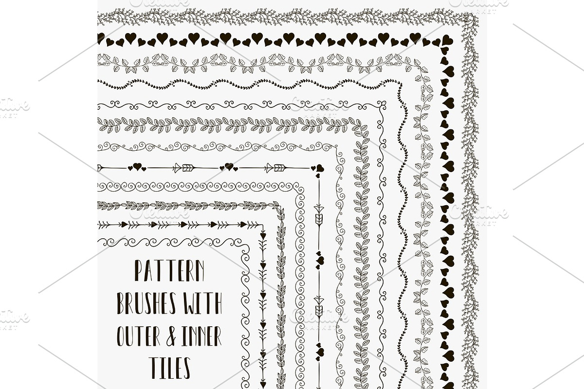 Vector pattern brushes with outer and inner tiles