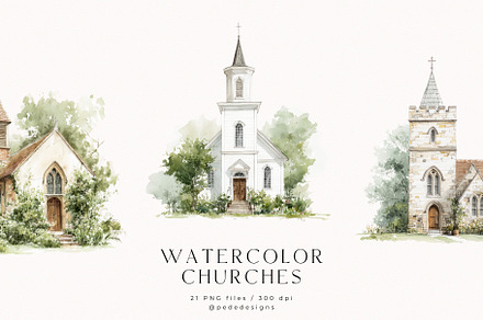 Watercolor Churches