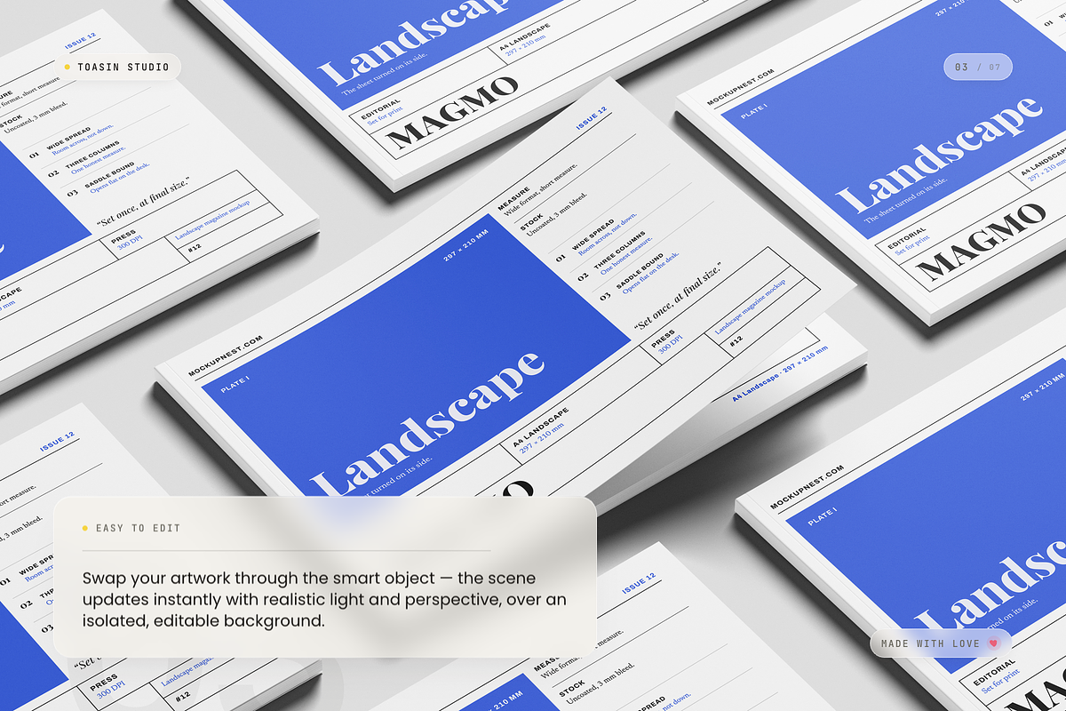 A4 Landscape Magazine Mockup, a Books & Magazine Mockup by Toasin Studio (Photo 3 of 7)
